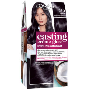 Крем-фарба для волосся без аміаку L'Oreal Paris Casting Creme Gloss 210 Чорний перламутровий 180 мл