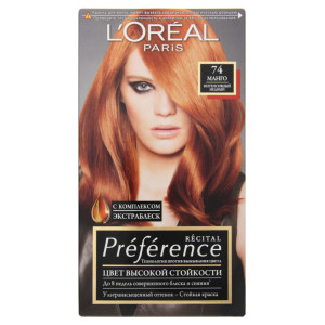 Стійка гель-фарба для волосся L'Oreal Paris Recital Preference 74 Дуже інтенсивний мідний 174 мл
