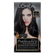 Стійка гель-фарба для волосся LOreal Paris Recital Preference 3 Темно-каштановий 174 мл