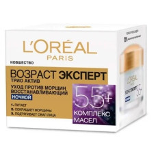 Крем для обличчя LOreal Paris Вік експерт Тріо Актив 55+ Догляд проти зморшок нічний 50 мл
