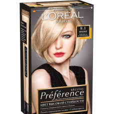 Стійка гель-фарба для волосся LOreal Paris Recital Preference 9.1 Дуже світло-русявий попелястий 174 мл