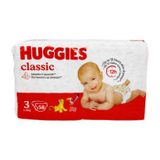 Підгузки Huggies Classic розмір 3 Jumbo 3-9 кг 58 шт