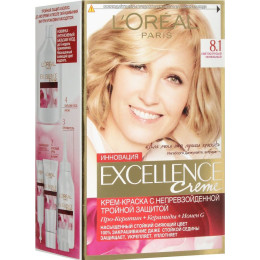 Стійка крем-фарба для волосся LOreal Paris Excellence Creme з потрійним захистом 8.1 - Світло-русявий попелястий 176 мл