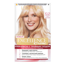 Стійка крем-фарба для волосся LOreal Paris Excellence Creme з потрійним захистом № 10.21 - Світло-світло русявий перламутровий 176 мл