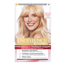 Стійка крем-фарба для волосся LOreal Paris Excellence Creme з потрійним захистом № 10.21 - Світло-світло русявий перламутровий 176 мл