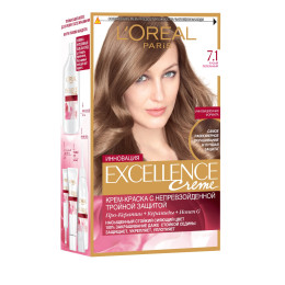 Стійка крем-фарба для волосся LOreal Paris Excellence Creme з потрійним захистом 7.1 - Русявий попелястий 176 мл
