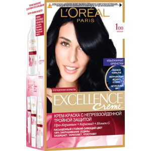 Стійка крем-фарба для волосся L'Oreal Paris Excellence Creme з потрійним захистом №1.00 чорний