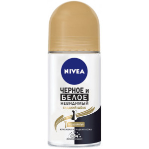 Дезодорант-антиперспірант роликовий Nivea Чорне та біле невидимий гладкий шовк 50 мл