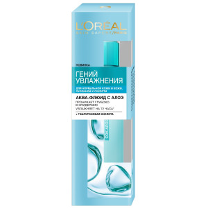 Аква-флюїд L'Oreal Paris Skin Expert Геній Зволоження для нормальної шкіри та шкіри, схильної до сухості з Алое 70 мл