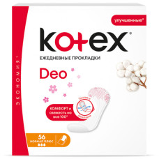 Щоденні гігієнічні прокладки Kotex Normal Plus Deo 56 шт