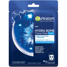 Суперзволожуча нічна тканинна маска Garnier Skin Naturals Аквабомба 32 г