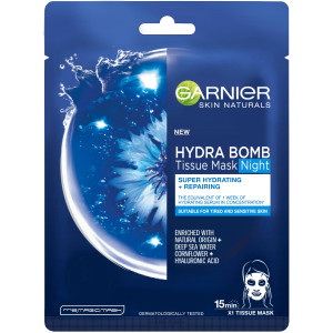 Суперзволожуча нічна тканинна маска Garnier Skin Naturals Аквабомба 32 г