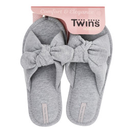 Капці домашні HS-VL Twins бант-перехрест сірі р.40