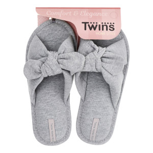 Капці домашні HS-VL Twins бант-перехрест сірі р.40