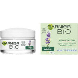 Денний антивікової крем для шкіри обличчя Garnier Bio з екстрактом лавандіна 50 мл