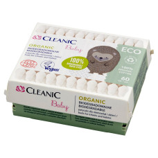Ватні палички Cleanic Baby ECO, з обмежувачем в коробці  60 шт