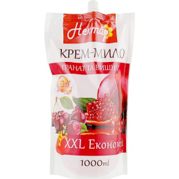 Рідке мило Aqua Cosmetics Нектар Гранат та вишня  1000 мл Дой пак
