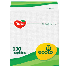Серветки Ecolo 1 шар 24х24 білі 100 шт