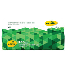 Серветки косметичні Ecolo 2 шара 150 штук в плівці
