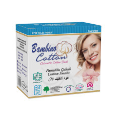 Ватні палички Bambino Cotton Картонна упаковка 200 шт *120